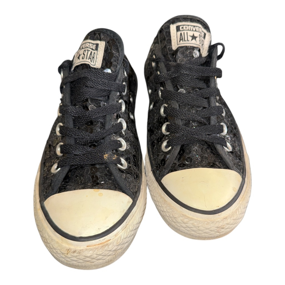 Converse Black Sequin low top size 7 - Picture 2 of 8
